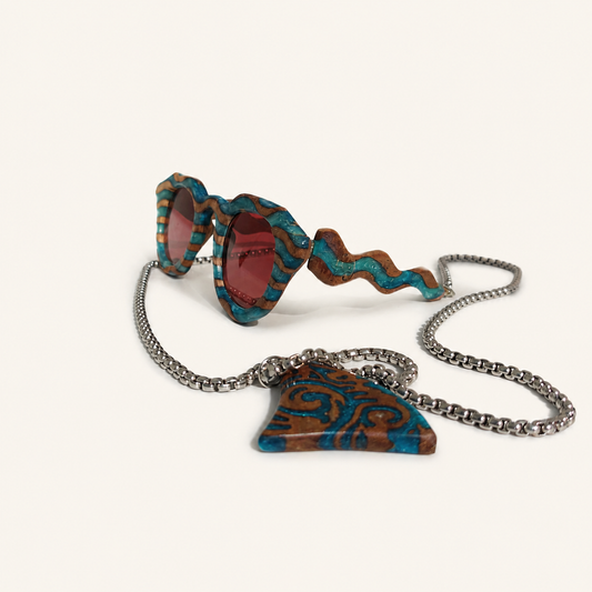 Tidal Rhythm Half-Arm Wooden Sunglasses