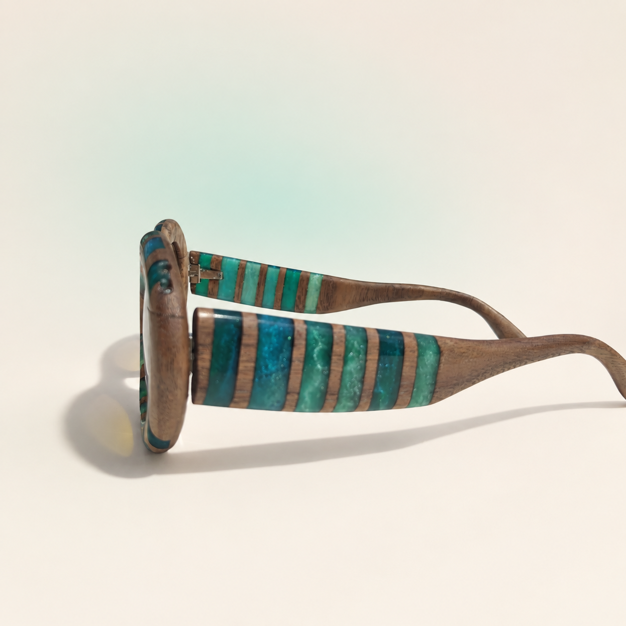 Azure Orbit — Handmade Walnut & Turquoise Sunglasses