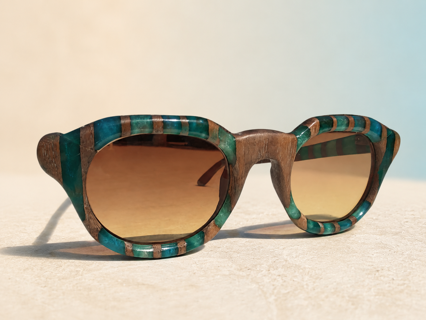Turquoise Mosaic Walnut & Epoxy Sunglasses