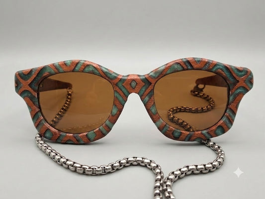 SINA | Turquoise Epoxy Wooden half arm Sunglasses