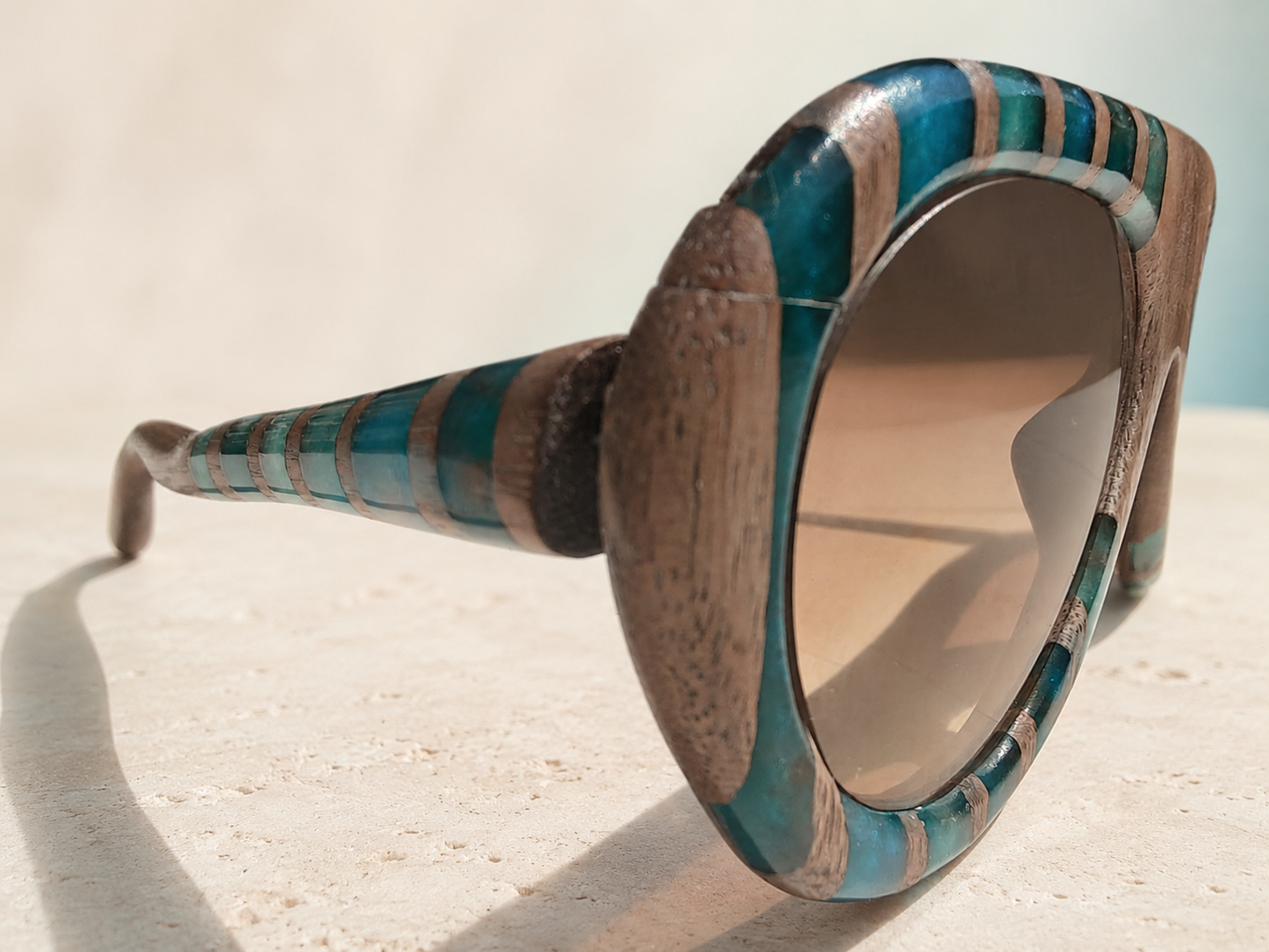 Azure Mosaic Walnut & Epoxy Sunglasses