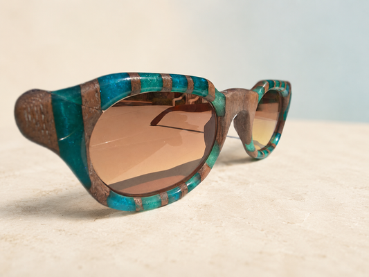 Turquoise Mosaic Walnut & Epoxy Sunglasses