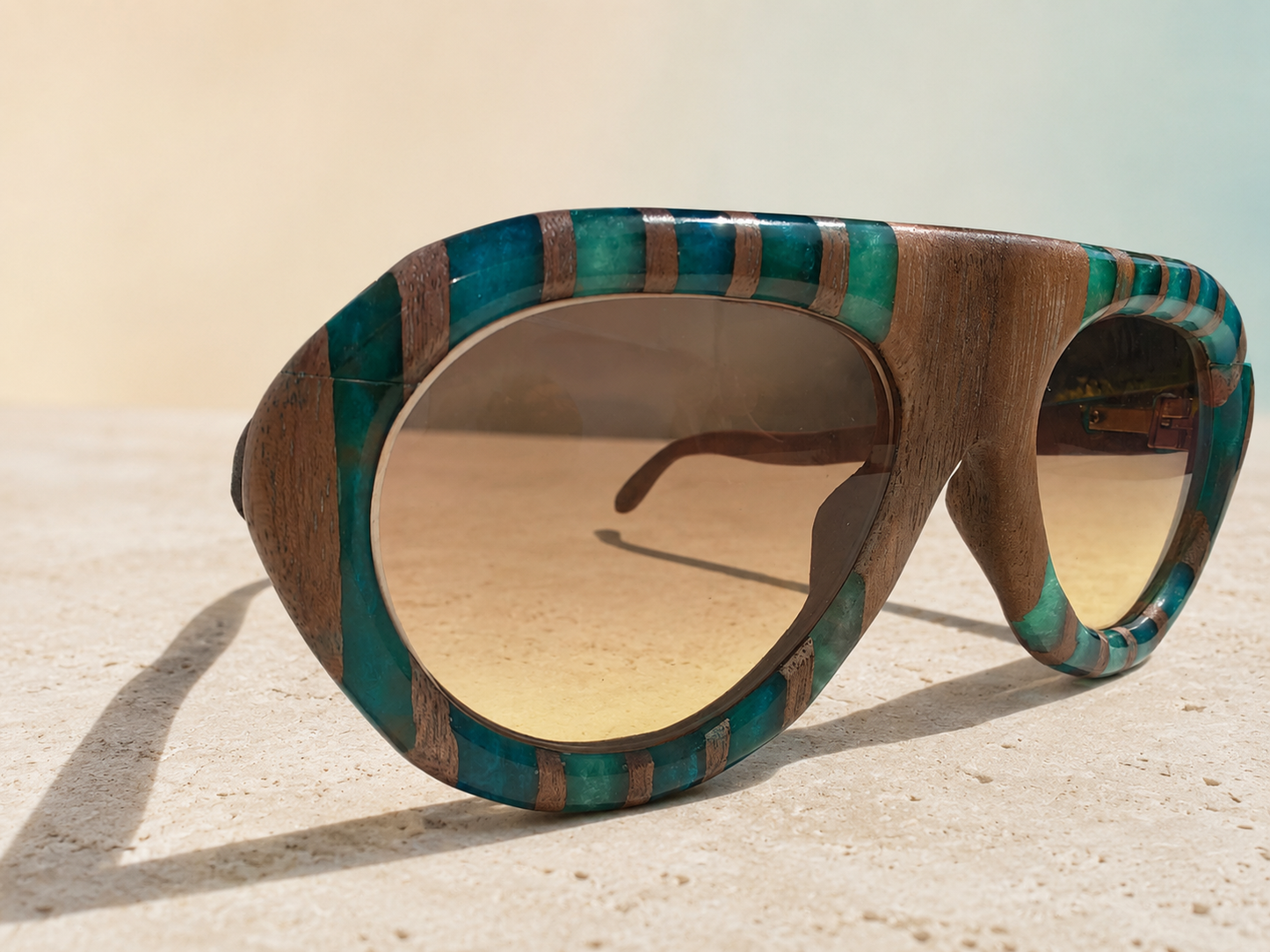 Azure Mosaic Walnut & Epoxy Sunglasses