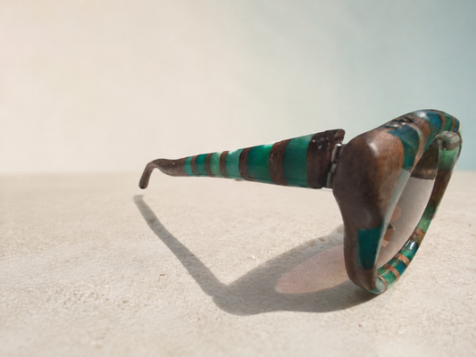 Turquoise Mosaic Walnut & Epoxy Sunglasses