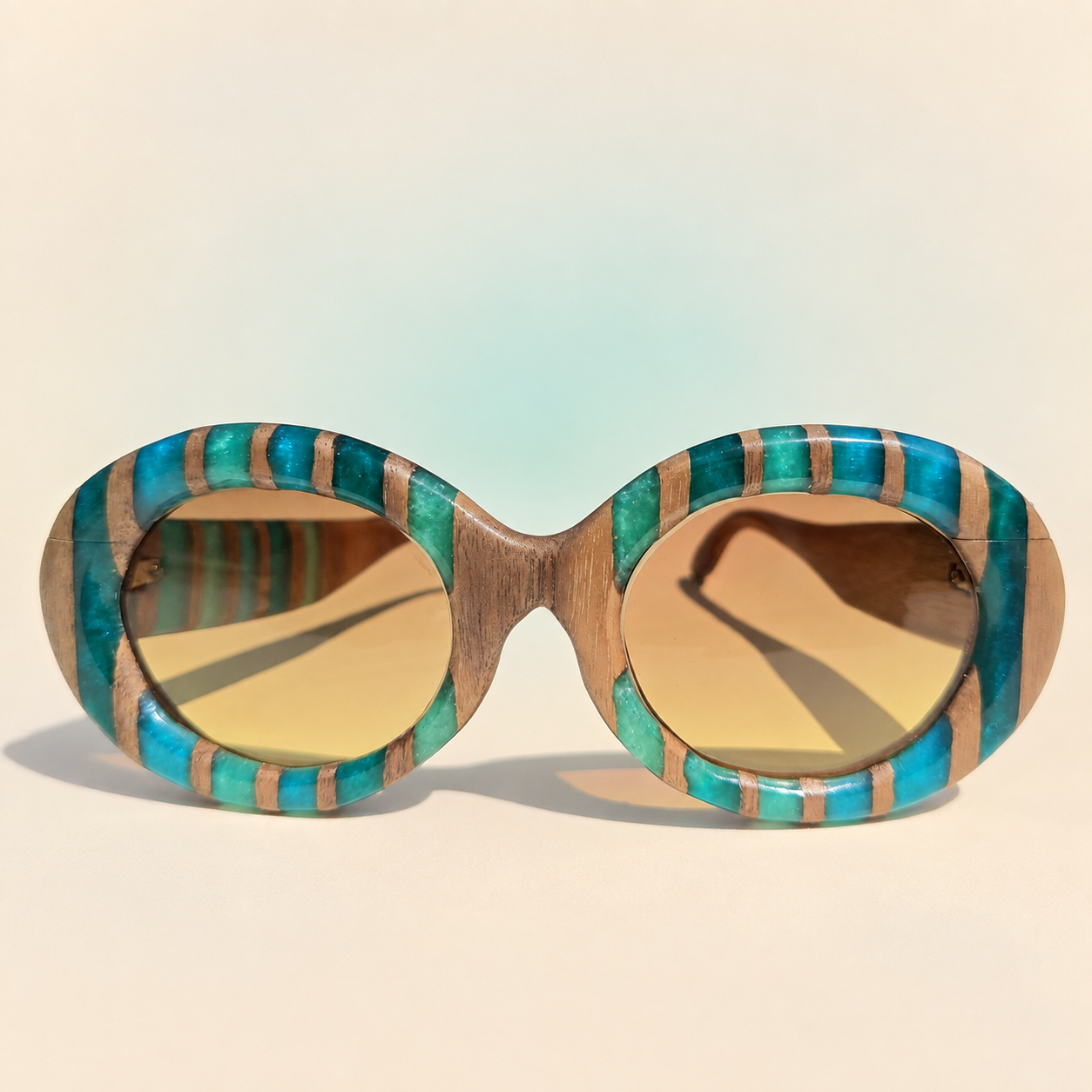 Azure Orbit — Handmade Walnut & Turquoise Sunglasses