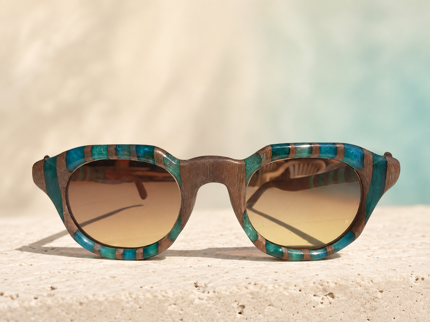 Turquoise Mosaic Walnut & Epoxy Sunglasses