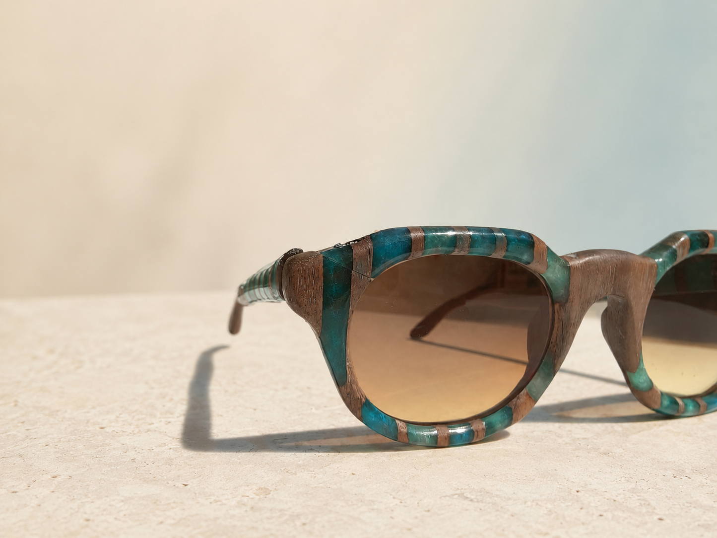 Turquoise Mosaic Walnut & Epoxy Sunglasses