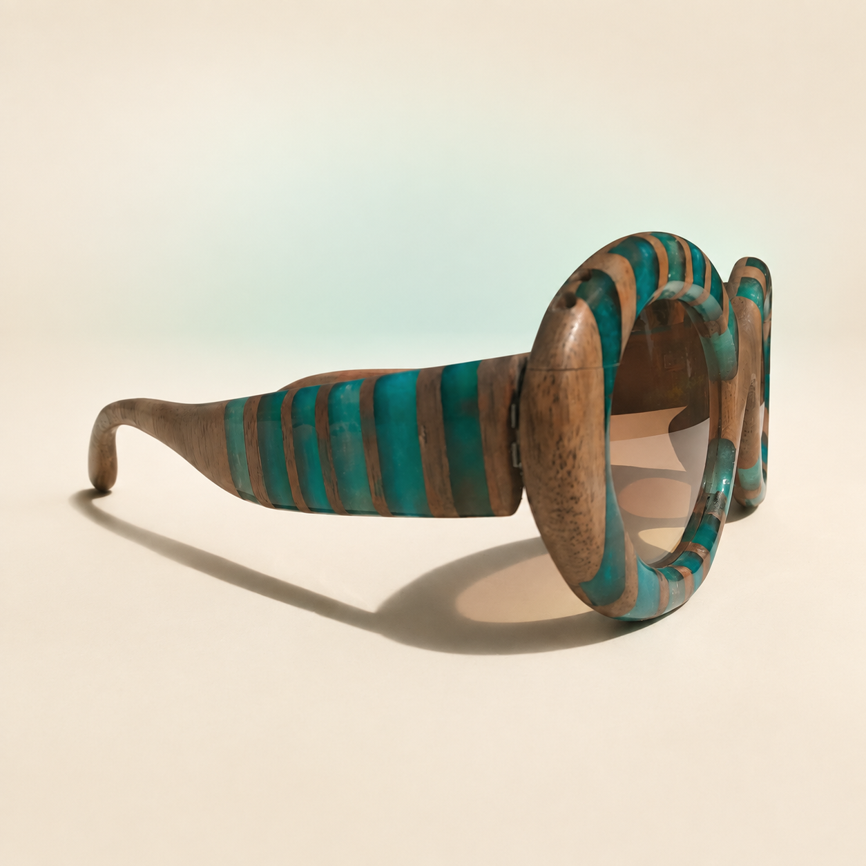 Azure Orbit — Handmade Walnut & Turquoise Sunglasses