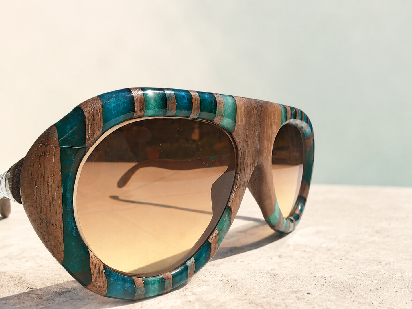 Azure Mosaic Walnut & Epoxy Sunglasses