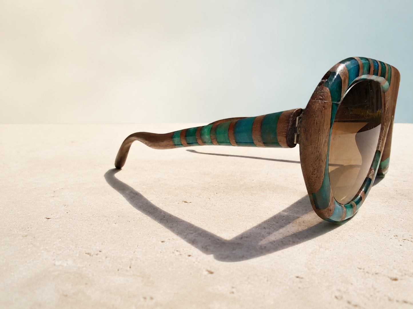 Azure Mosaic Walnut & Epoxy Sunglasses