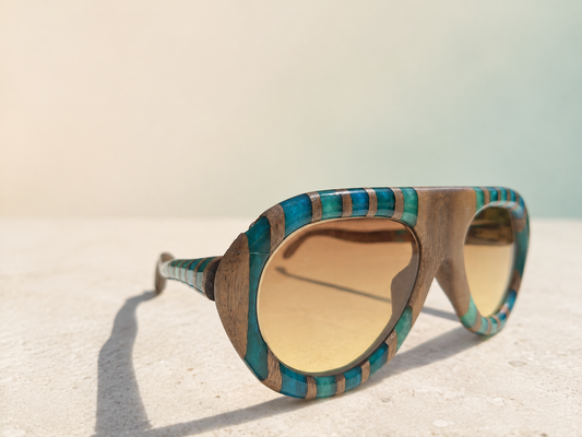 Azure Mosaic Walnut & Epoxy Sunglasses