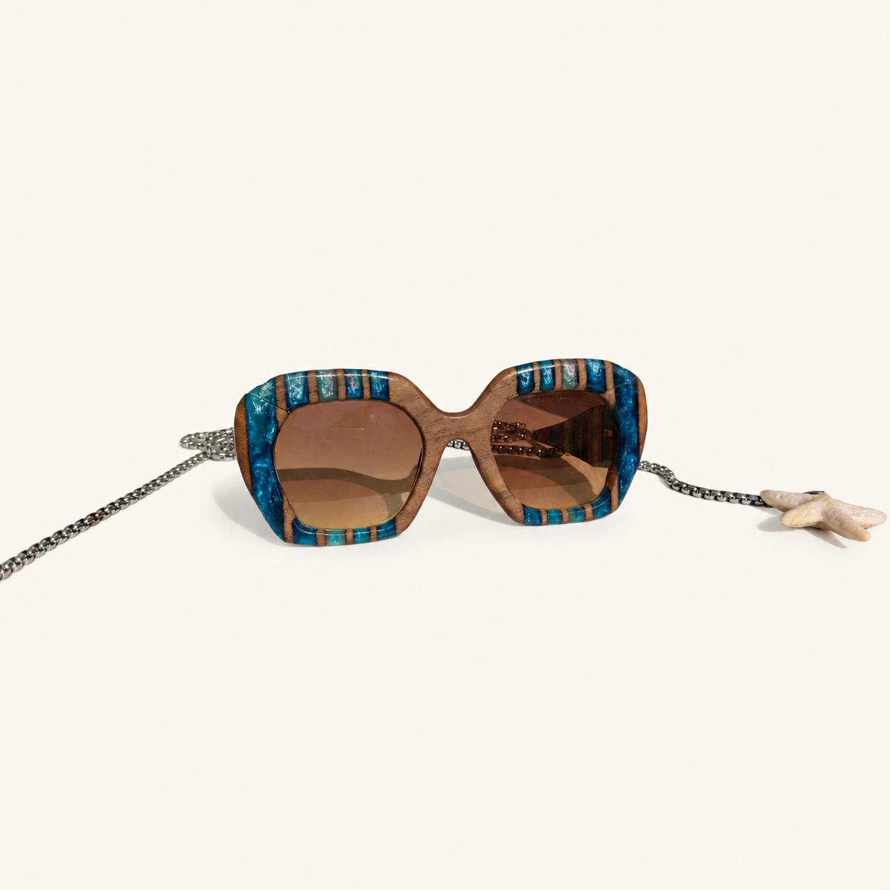 Aegean Tide Half-Arm Wooden Sunglasses