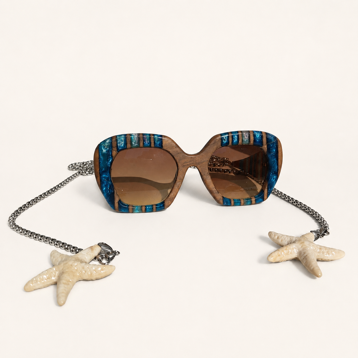 Aegean Tide Half-Arm Wooden Sunglasses