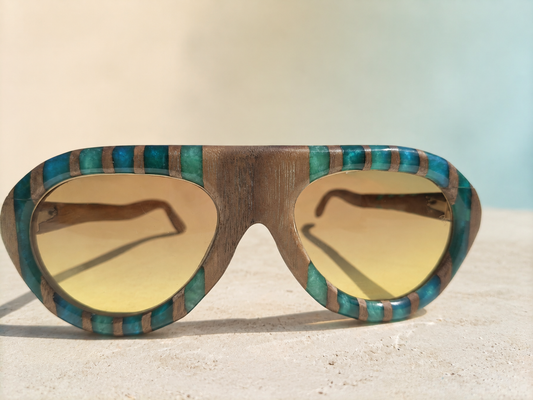 Azure Mosaic Walnut & Epoxy Sunglasses