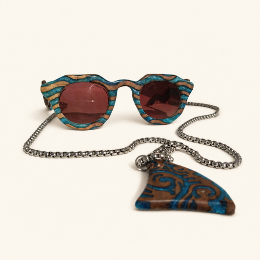Tidal Rhythm Half-Arm Wooden Sunglasses