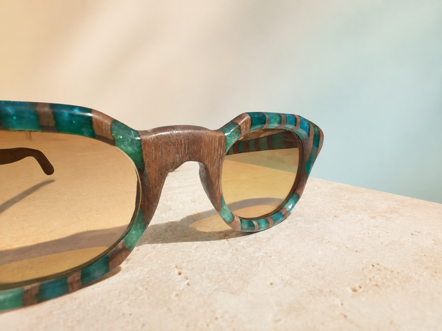 Turquoise Mosaic Walnut & Epoxy Sunglasses