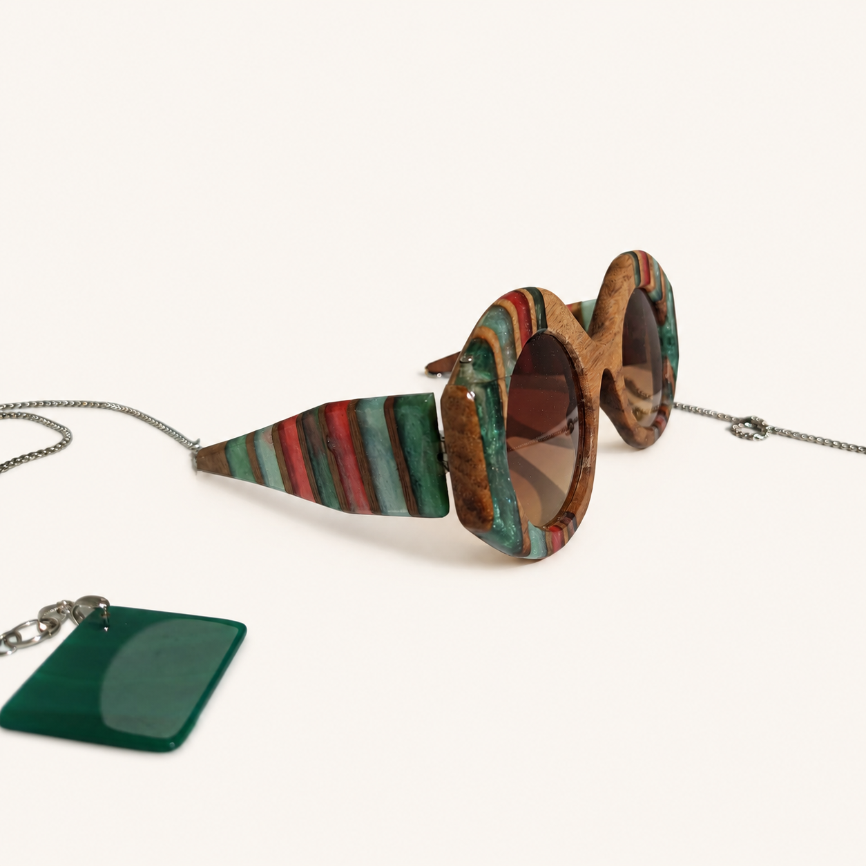 Ancient Palette Half-Arm Wooden Sunglasses