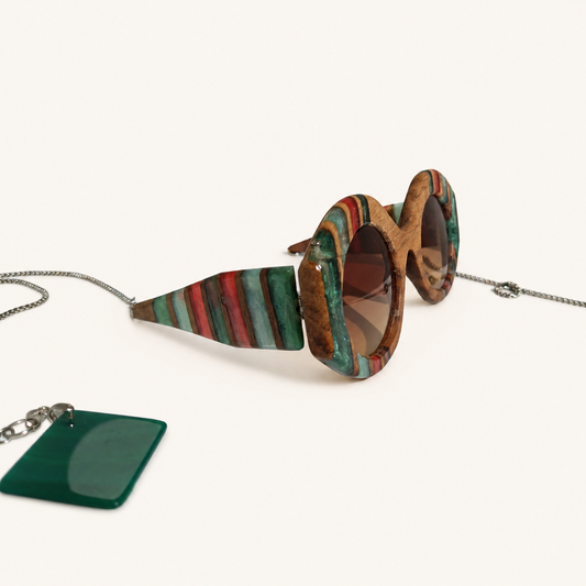 Ancient Palette Half-Arm Wooden Sunglasses
