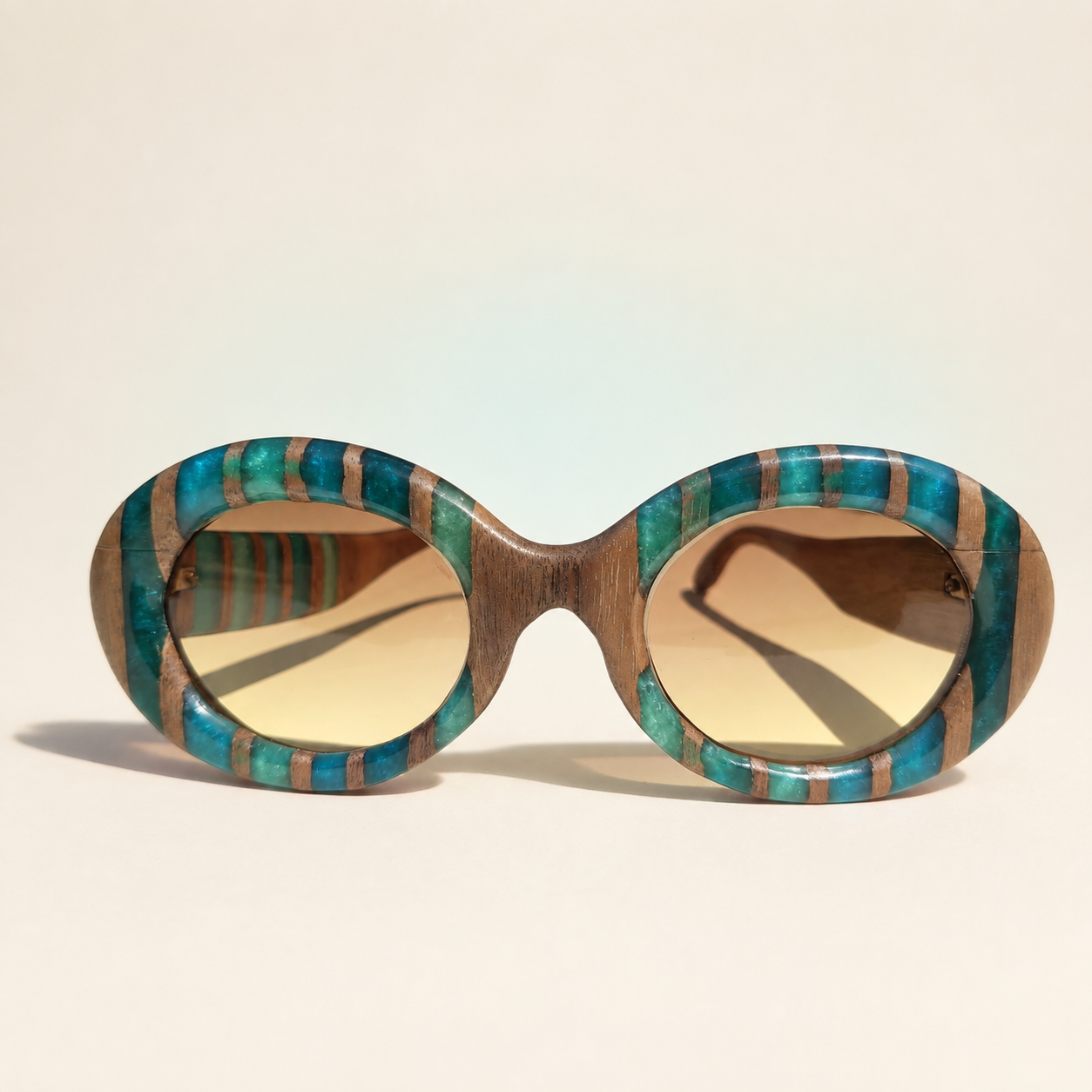 Azure Orbit — Handmade Walnut & Turquoise Sunglasses