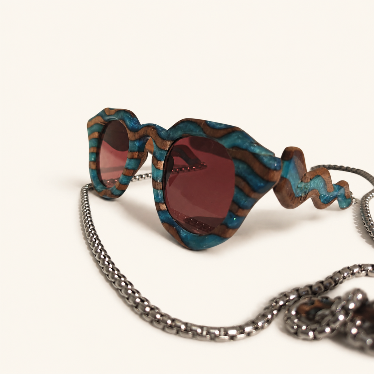 Tidal Rhythm Half-Arm Wooden Sunglasses